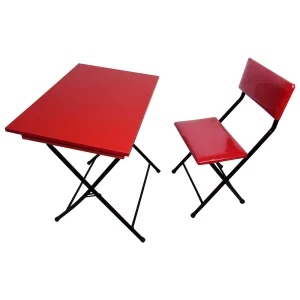 میز تحریر پایه بلند باکس دار با صندلی رنگ قرمز