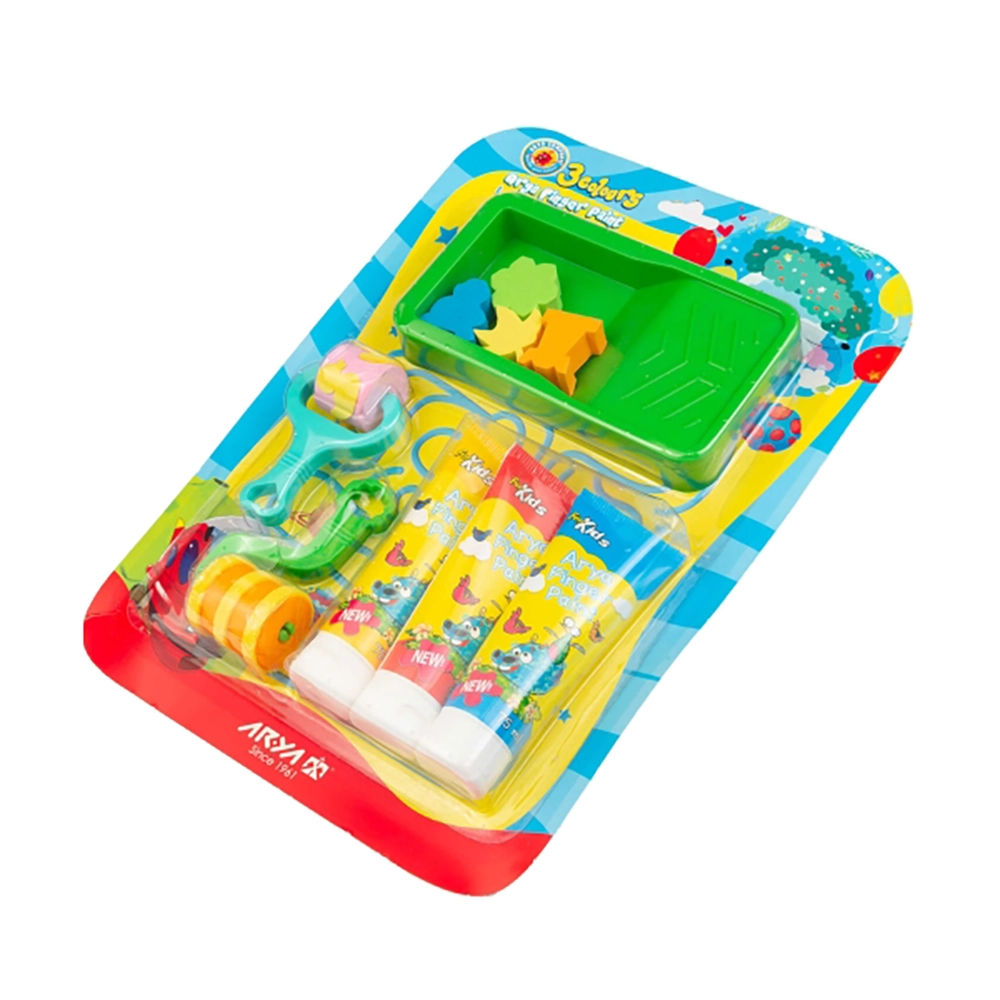 رنگ انگشتی 3 رنگ تیوپی با غلطک و سینی آریا کد 7020 - Image 3