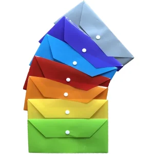 پوشه دکمه دار پلاستیکی سایز ملخی ضخامت 150 میکرون بسته 20 عددی