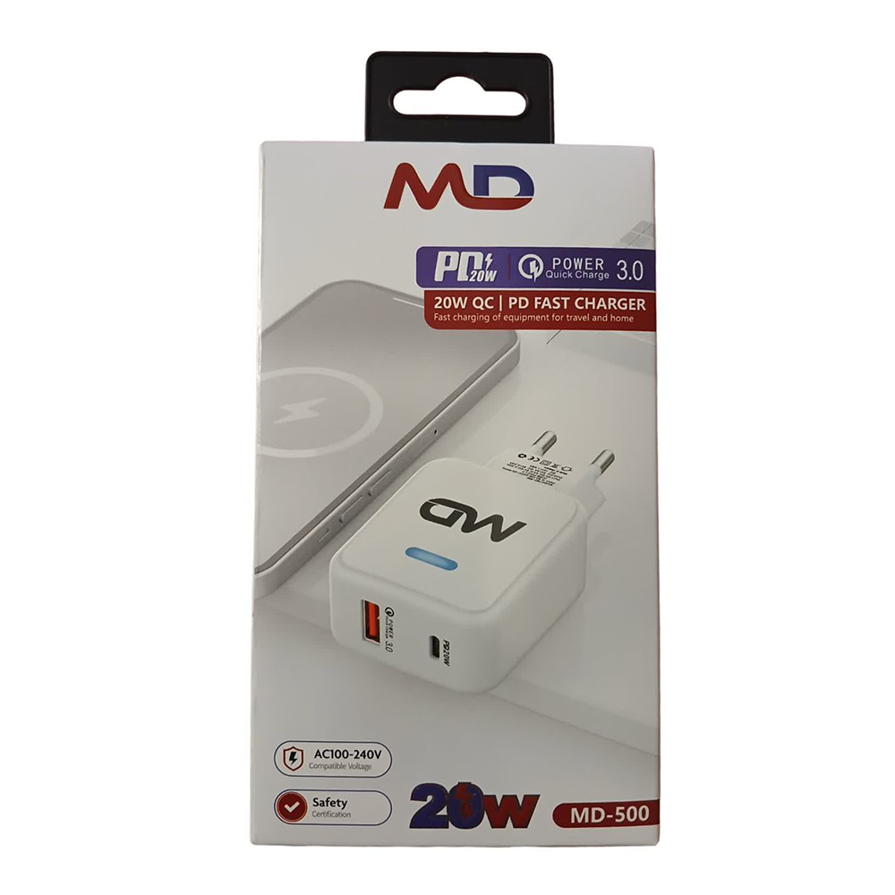 شارژر 20 وات دو پورت ام دی مدل MD-500 - Image 5